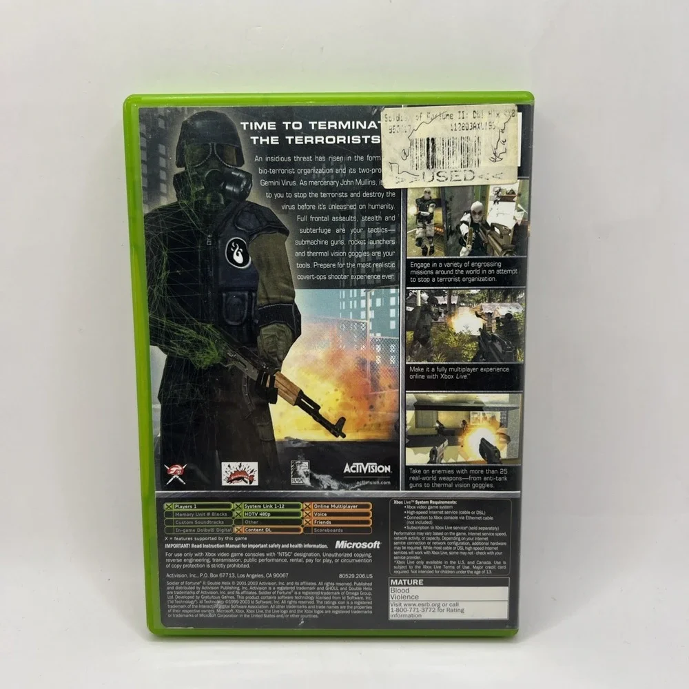 Soldier of Fortune II: Double Helix (Microsoft Xbox, 2003) CIB DISC MINT